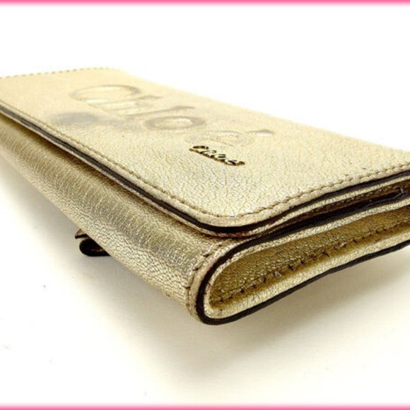 AUTH Chloe Purse Long Wallet Gold Woman - Picture 2 of 5